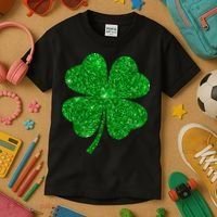 Glitter Shamrock St Patrick's Day Kids T-Shirt thumb 3