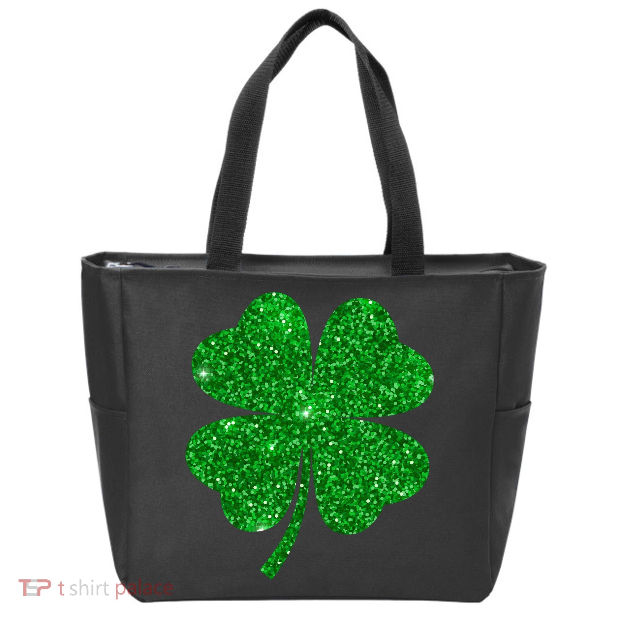 Glitter Shamrock St Patrick's Day Tote Bag