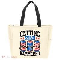 Getting Star Spangled Hammered Funny 4th Of July Patriotic Meaningful Gift Tote Bag thumb 0