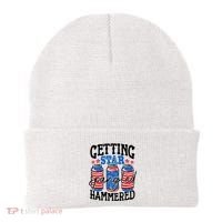 Getting Star Spangled Hammered Funny 4th Of July Patriotic Meaningful Gift Beanie thumb 0