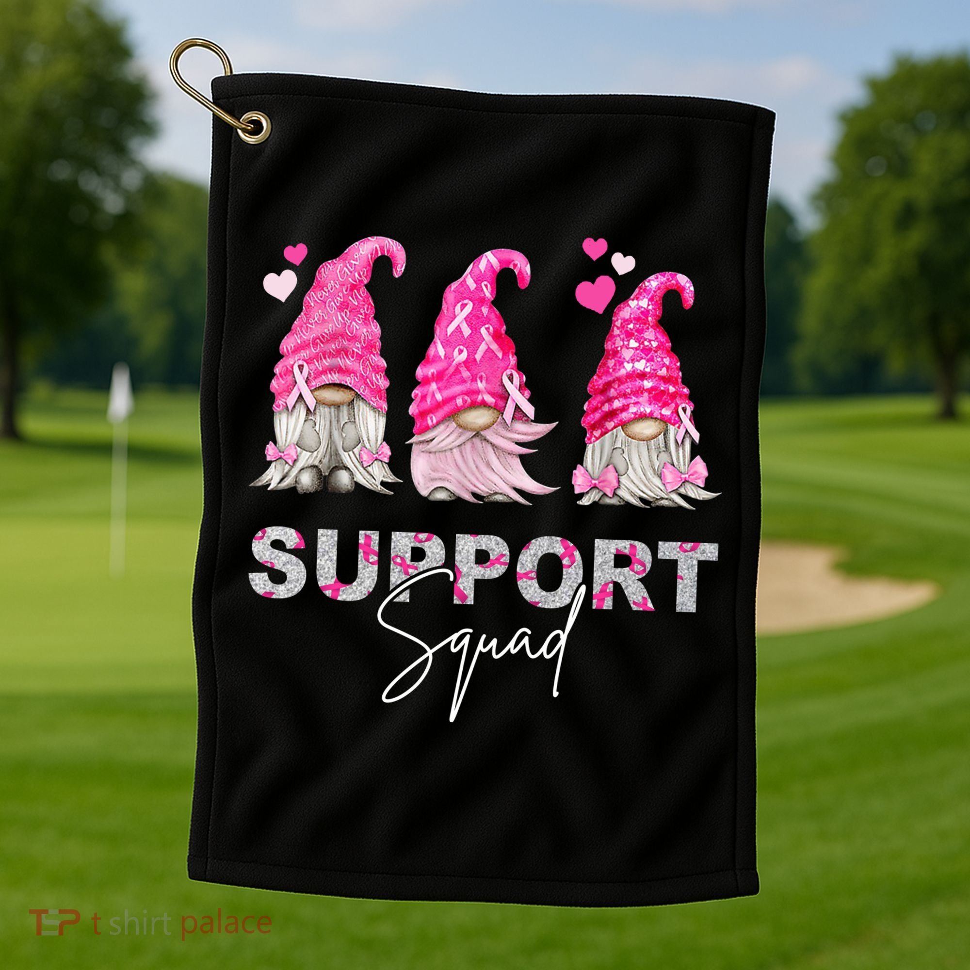 Gnome Support Squad Breast Cancer Golf Towel