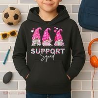Gnome Support Squad Breast Cancer Kids Hoodie thumb 2