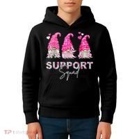 Gnome Support Squad Breast Cancer Kids Hoodie thumb 4