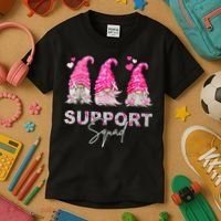 Gnome Support Squad Breast Cancer Kids T-Shirt thumb 3