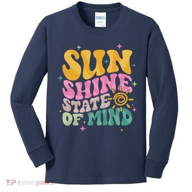 Groovy Sunshine State Of Mind Summer Break Vacation Kids Long Sleeve Shirt