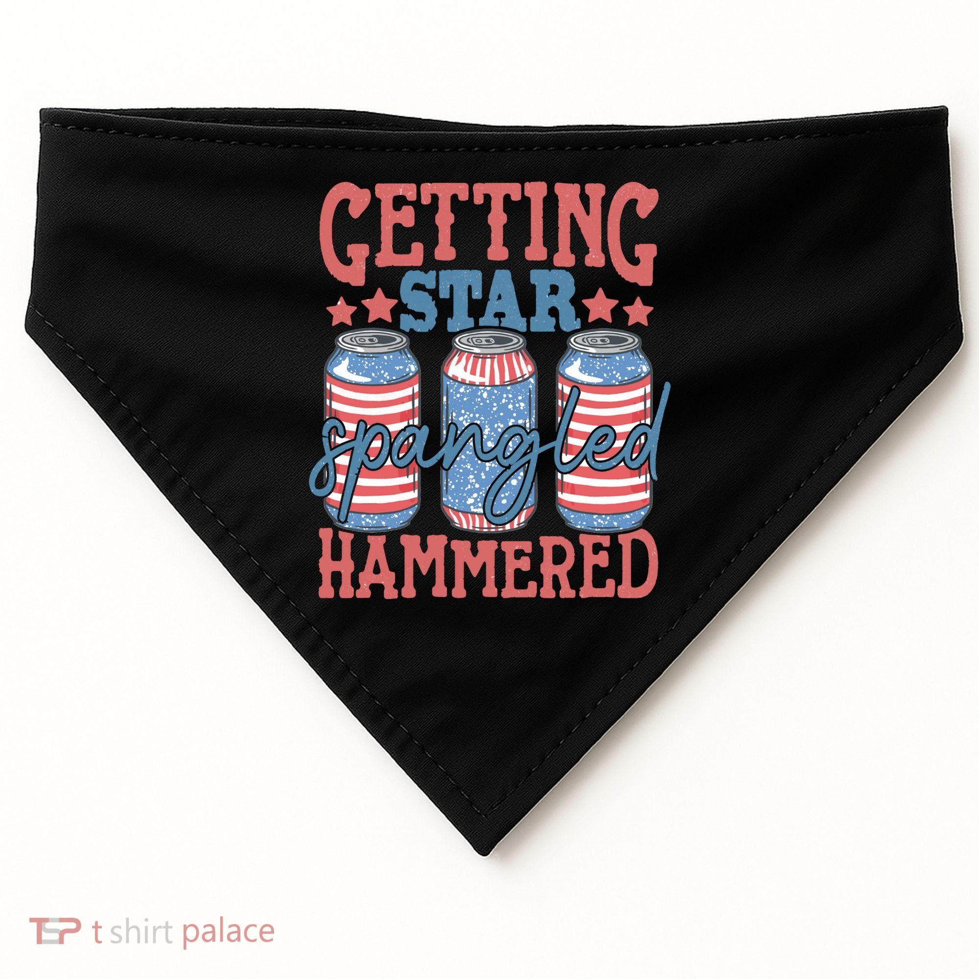 Getting Star Spangled Hammered 4th Of July Retro Style Beer Gift USA-Made Doggie Bandana