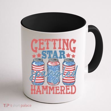 Getting Star Spangled Hammered 4th Of July Retro Style Beer Gift Coffee Mug back