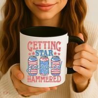 Getting Star Spangled Hammered 4th Of July Retro Style Beer Gift Coffee Mug thumb 3