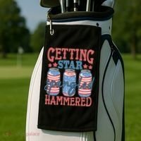 Getting Star Spangled Hammered 4th Of July Retro Style Beer Gift Golf Towel thumb 2