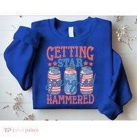 Getting Star Spangled Hammered 4th Of July Retro Style Beer Gift Sweatshirt thumb 2