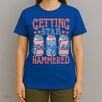 Getting Star Spangled Hammered 4th Of July Retro Style Beer Gift T-Shirt thumb 4