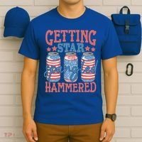 Getting Star Spangled Hammered 4th Of July Retro Style Beer Gift T-Shirt thumb 6