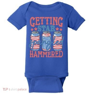 Getting Star Spangled Hammered 4th Of July Retro Style Beer Gift Baby Bodysuit