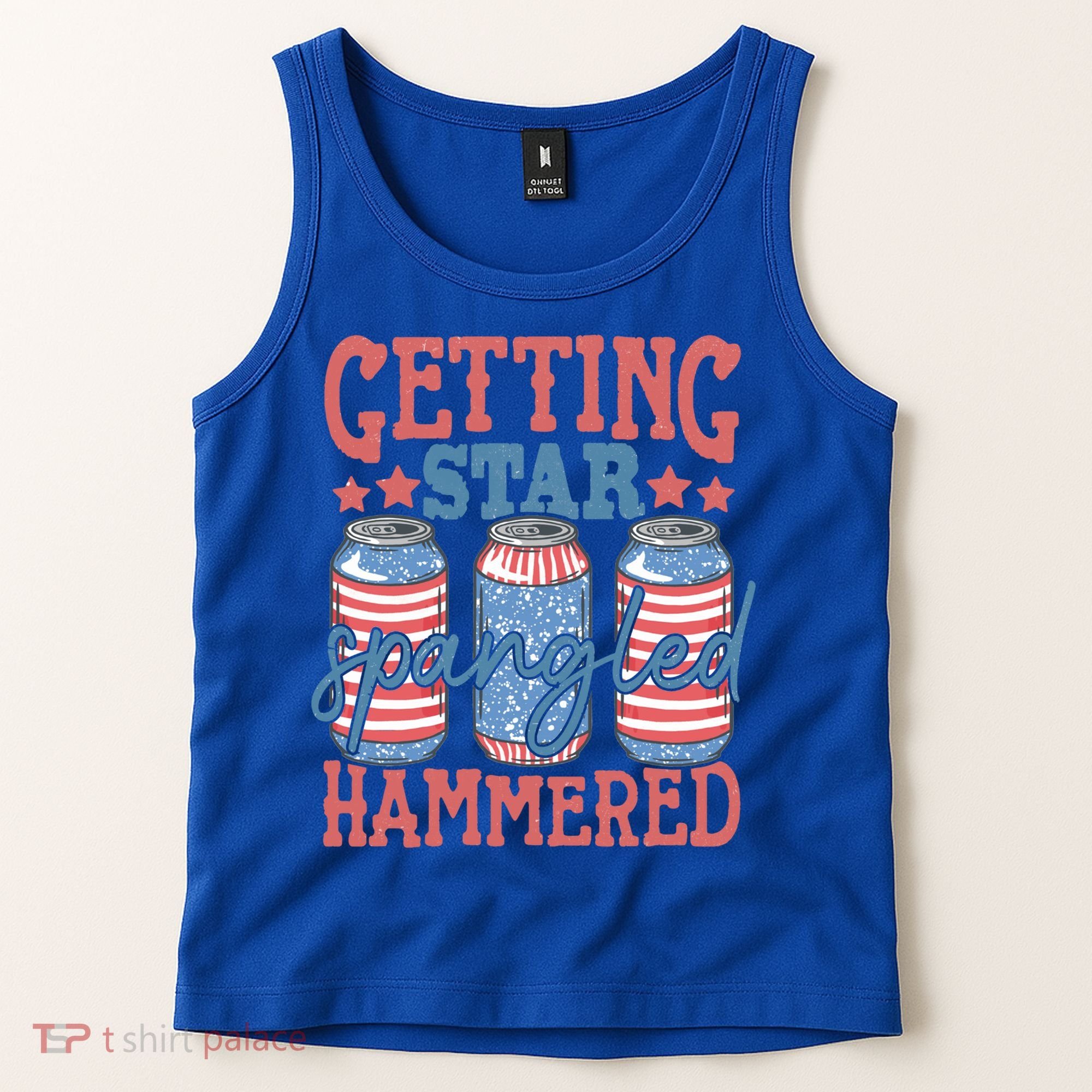 Getting Star Spangled Hammered 4th Of July Retro Style Beer Gift Tank Top