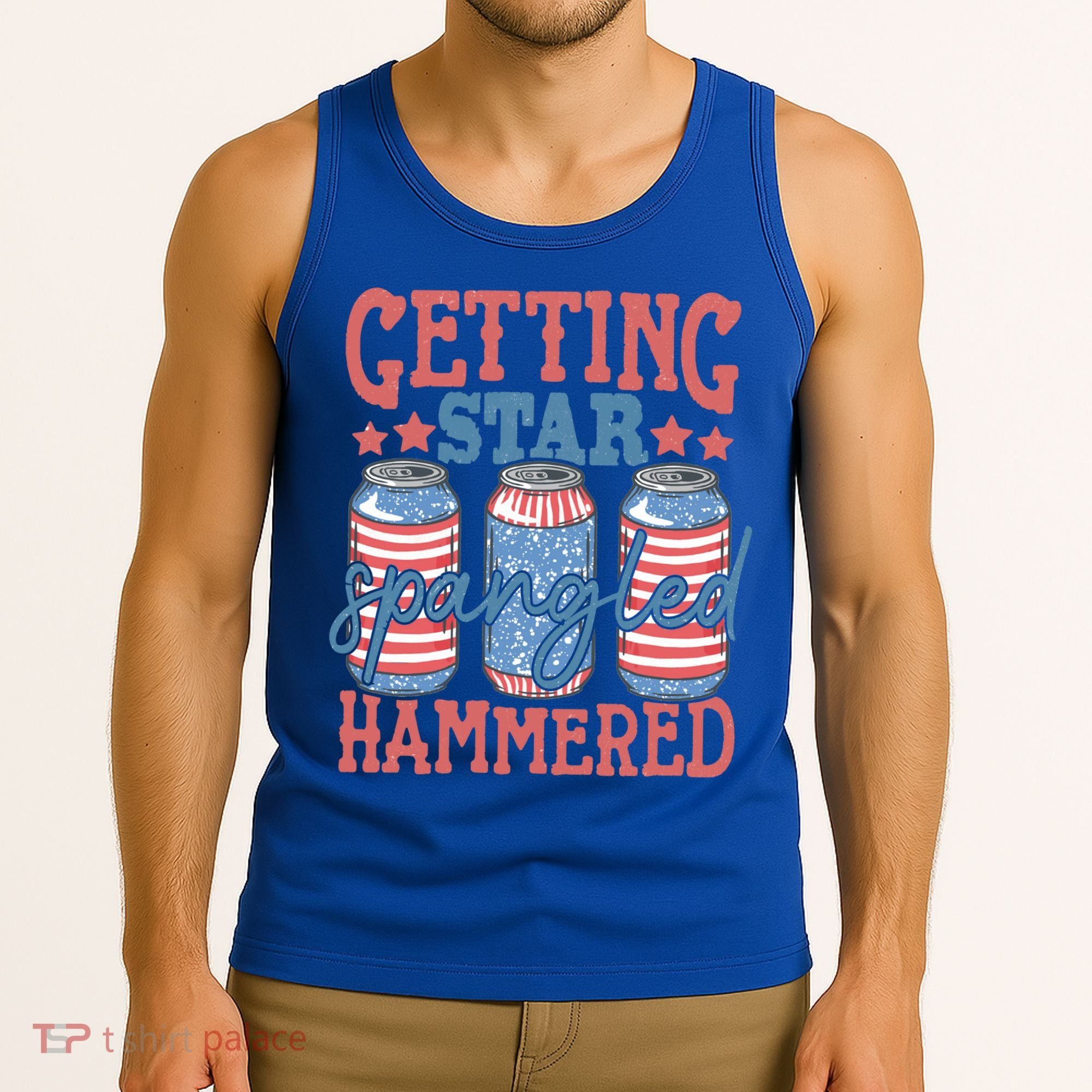 Getting Star Spangled Hammered 4th Of July Retro Style Beer Gift Tank Top