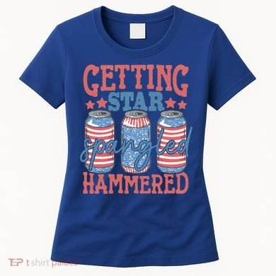 Getting Star Spangled Hammered 4th Of July Retro Style Beer Gift Women's T-Shirt