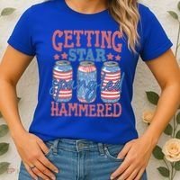 Getting Star Spangled Hammered 4th Of July Retro Style Beer Gift Women's T-Shirt thumb 2