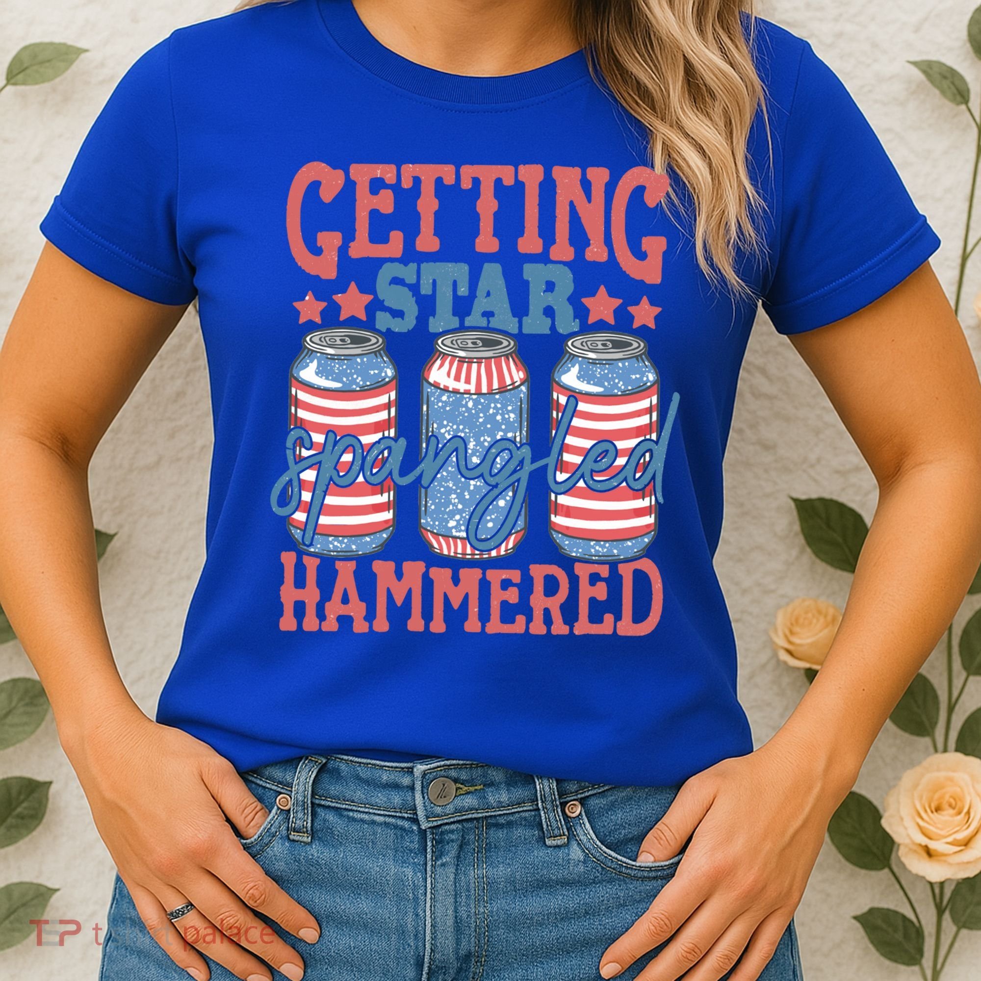 Getting Star Spangled Hammered 4th Of July Retro Style Beer Gift Women's T-Shirt