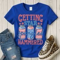 Getting Star Spangled Hammered 4th Of July Retro Style Beer Gift Women's T-Shirt thumb 3