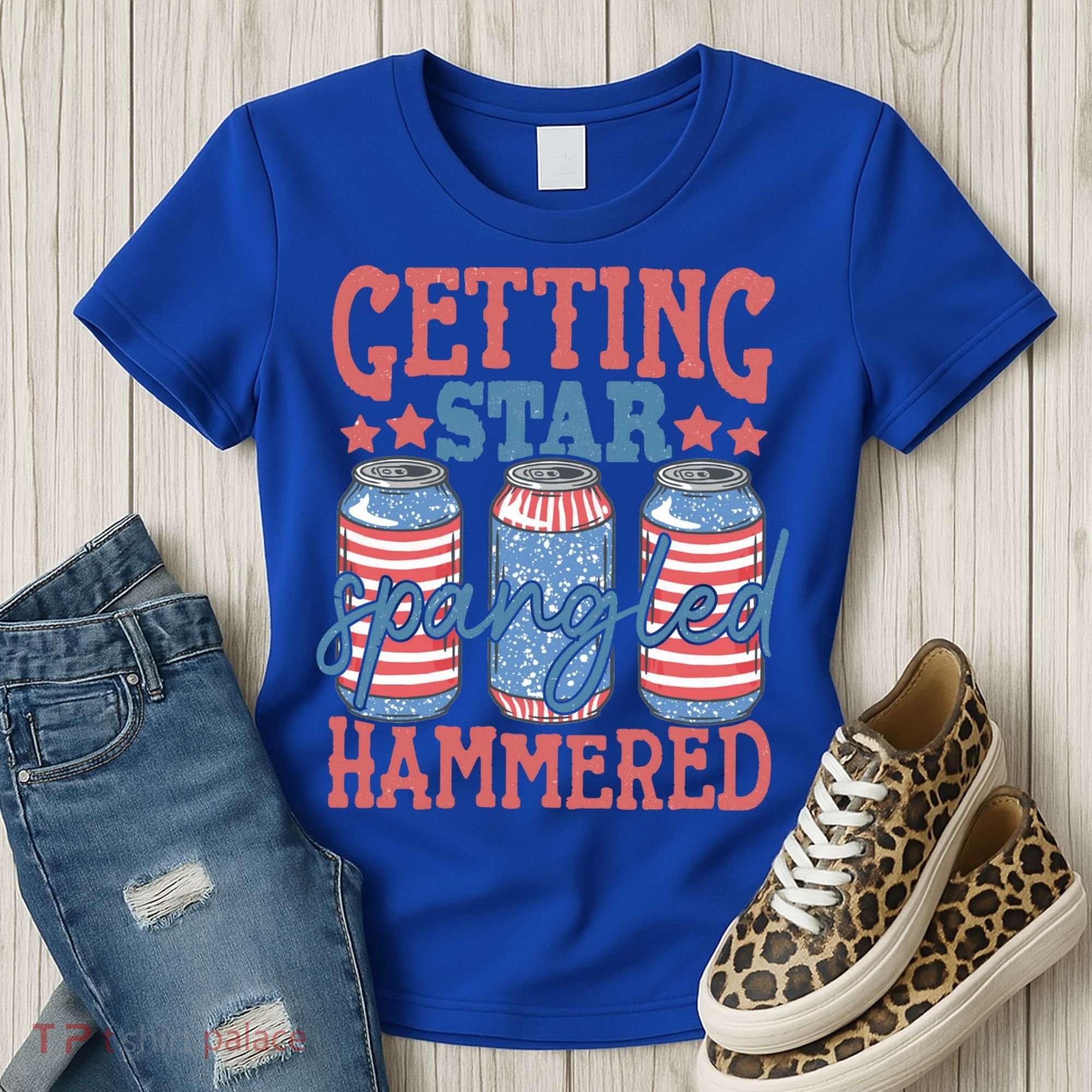 Getting Star Spangled Hammered 4th Of July Retro Style Beer Gift Women's T-Shirt