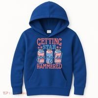 Getting Star Spangled Hammered 4th Of July Retro Style Beer Gift Kids Hoodie thumb 0