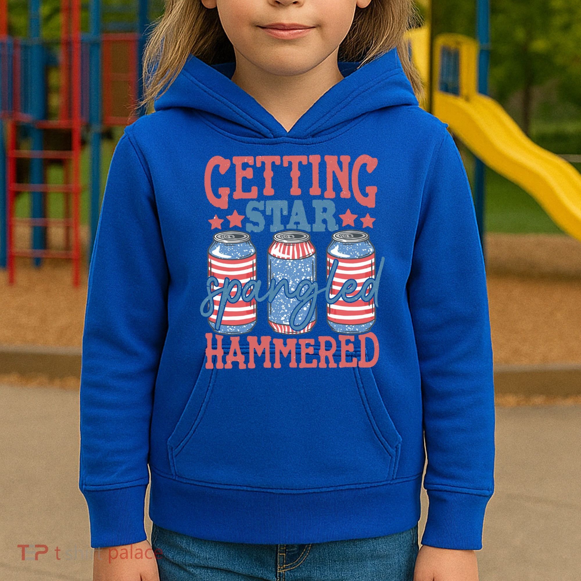 Getting Star Spangled Hammered 4th Of July Retro Style Beer Gift Kids Hoodie