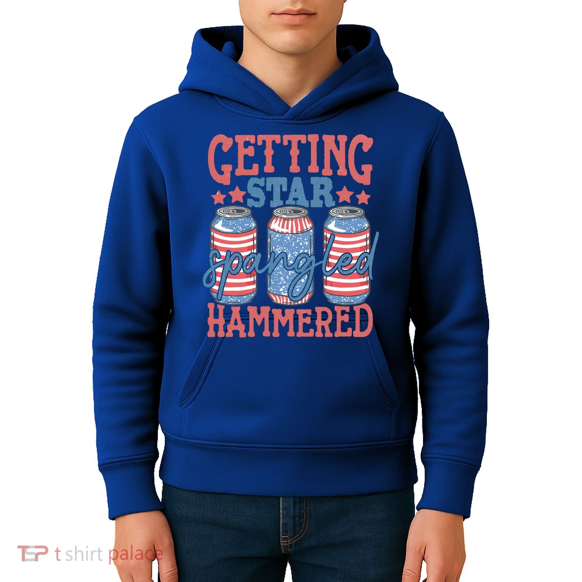 Getting Star Spangled Hammered 4th Of July Retro Style Beer Gift Kids Hoodie