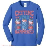 Getting Star Spangled Hammered 4th Of July Retro Style Beer Gift Kids Long Sleeve Shirt thumb 0