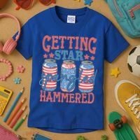 Getting Star Spangled Hammered 4th Of July Retro Style Beer Gift Kids T-Shirt thumb 3