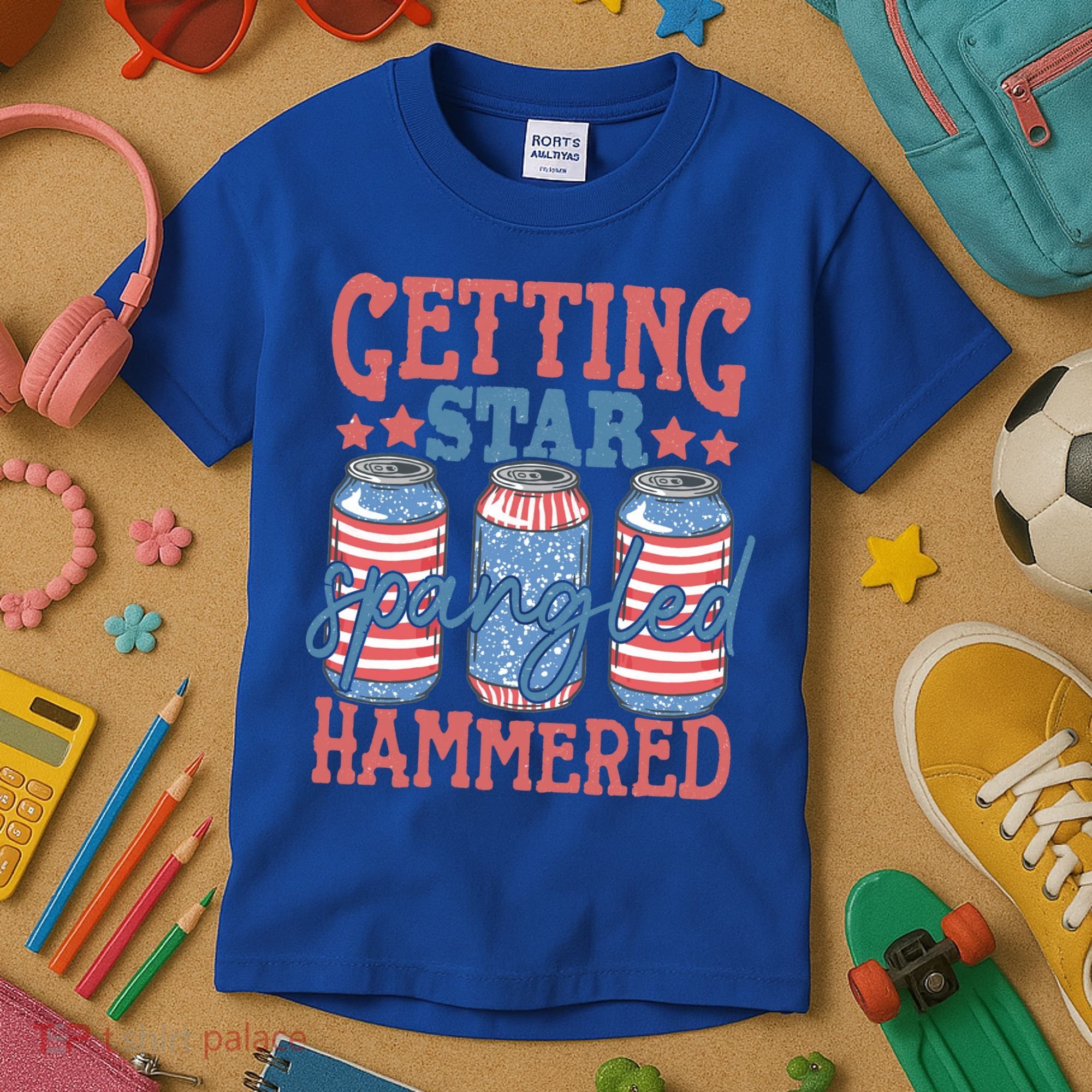 Getting Star Spangled Hammered 4th Of July Retro Style Beer Gift Kids T-Shirt
