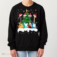 Guitar Santa Snow Christmas Tree Funny For Music Lovers Xmas Great Gift Women's Sweatshirt thumb 0