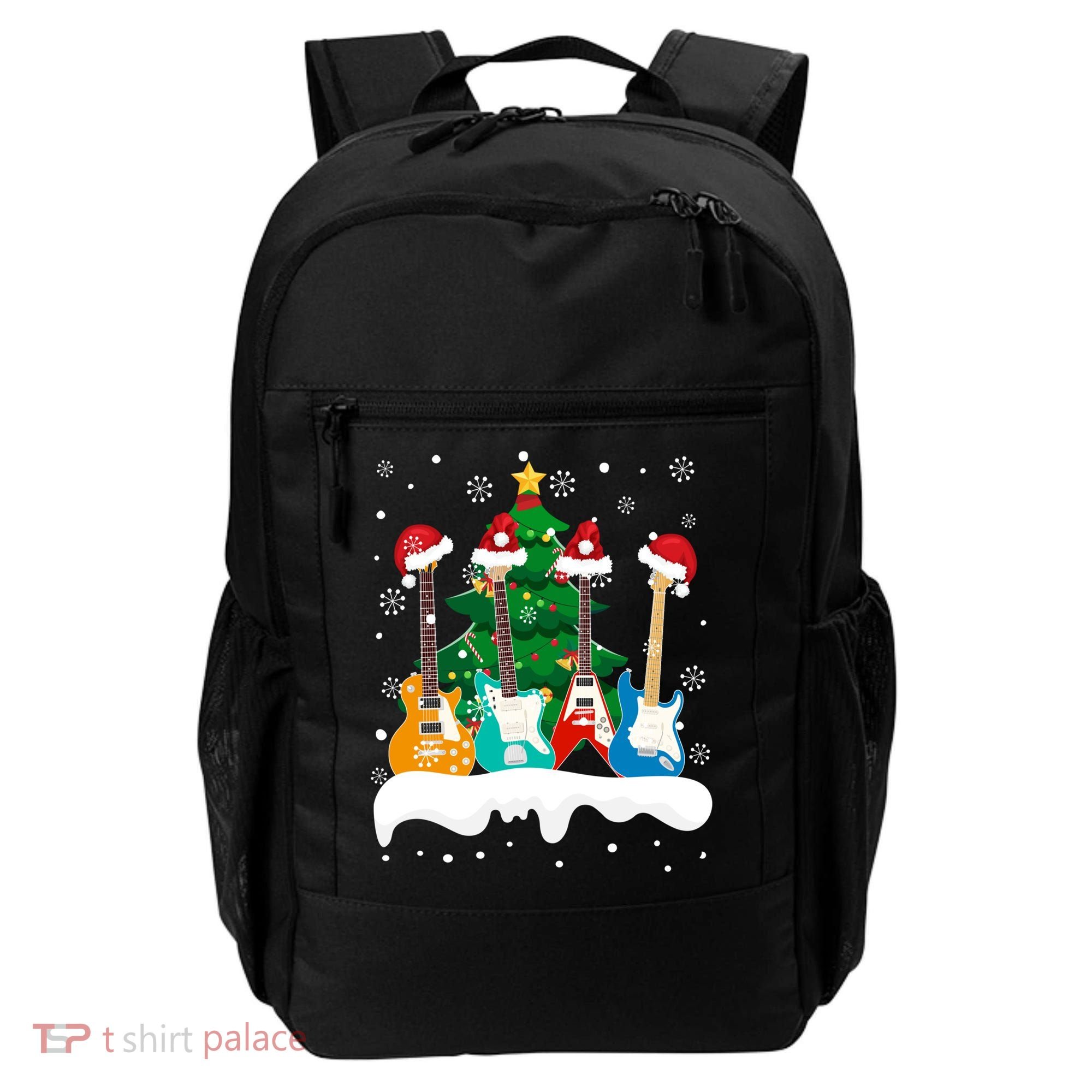 Guitar Santa Snow Christmas Tree Funny For Music Lovers Xmas Great Gift Backpack