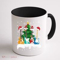 Guitar Santa Snow Christmas Tree Funny For Music Lovers Xmas Great Gift Coffee Mug thumb 1