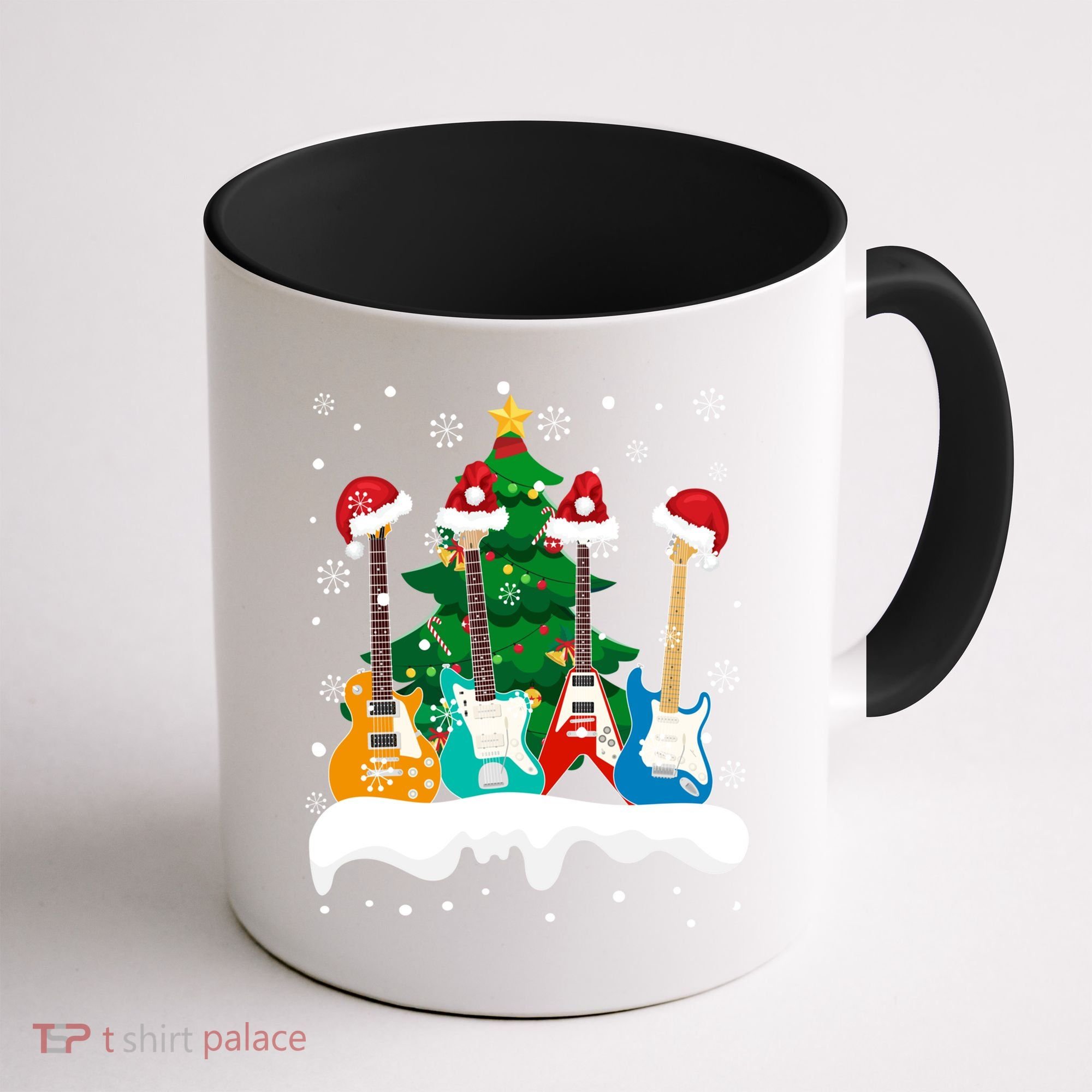 Guitar Santa Snow Christmas Tree Funny For Music Lovers Xmas Great Gift Coffee Mug