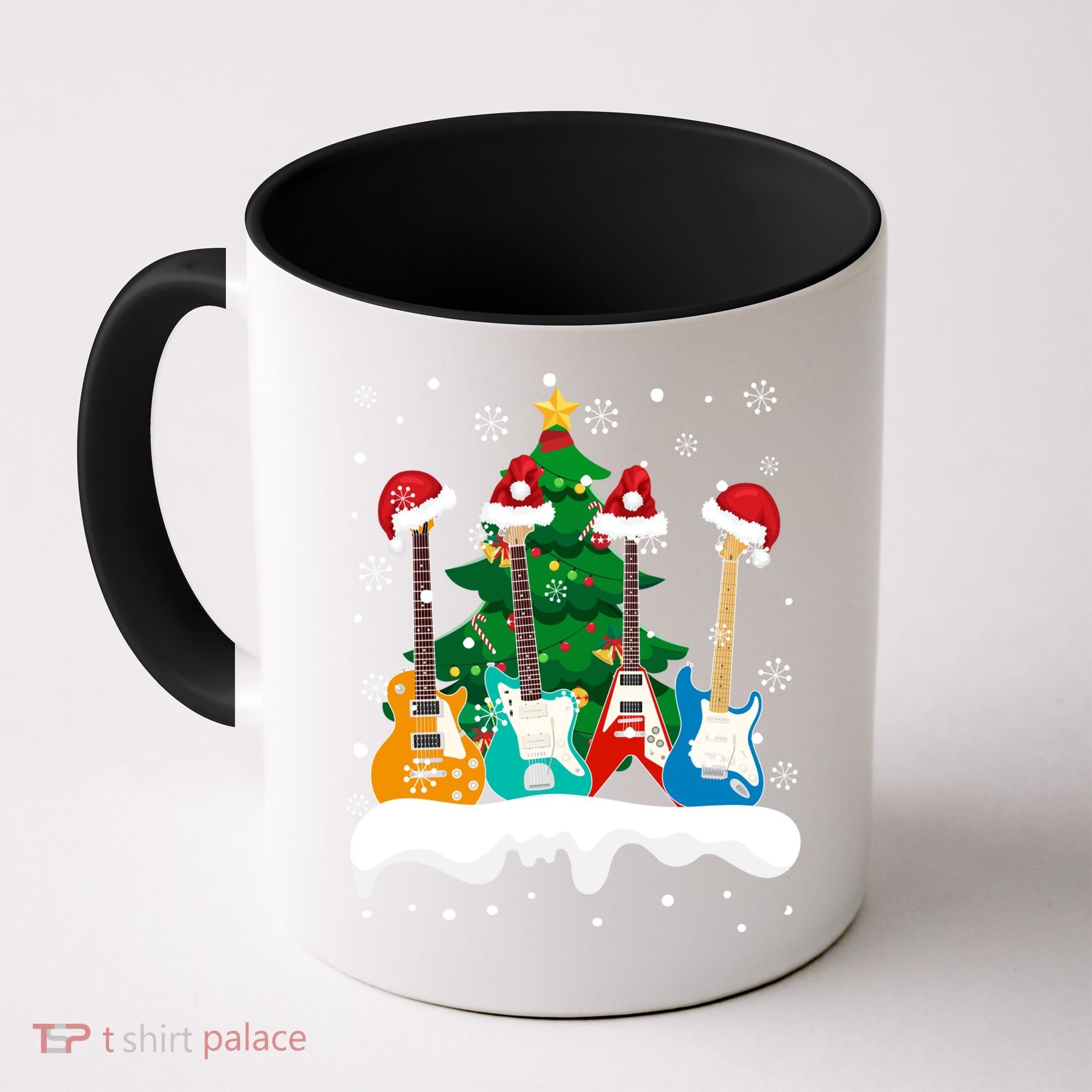 Guitar Santa Snow Christmas Tree Funny For Music Lovers Xmas Great Gift Coffee Mug