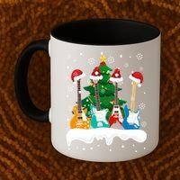 Guitar Santa Snow Christmas Tree Funny For Music Lovers Xmas Great Gift Coffee Mug thumb 2