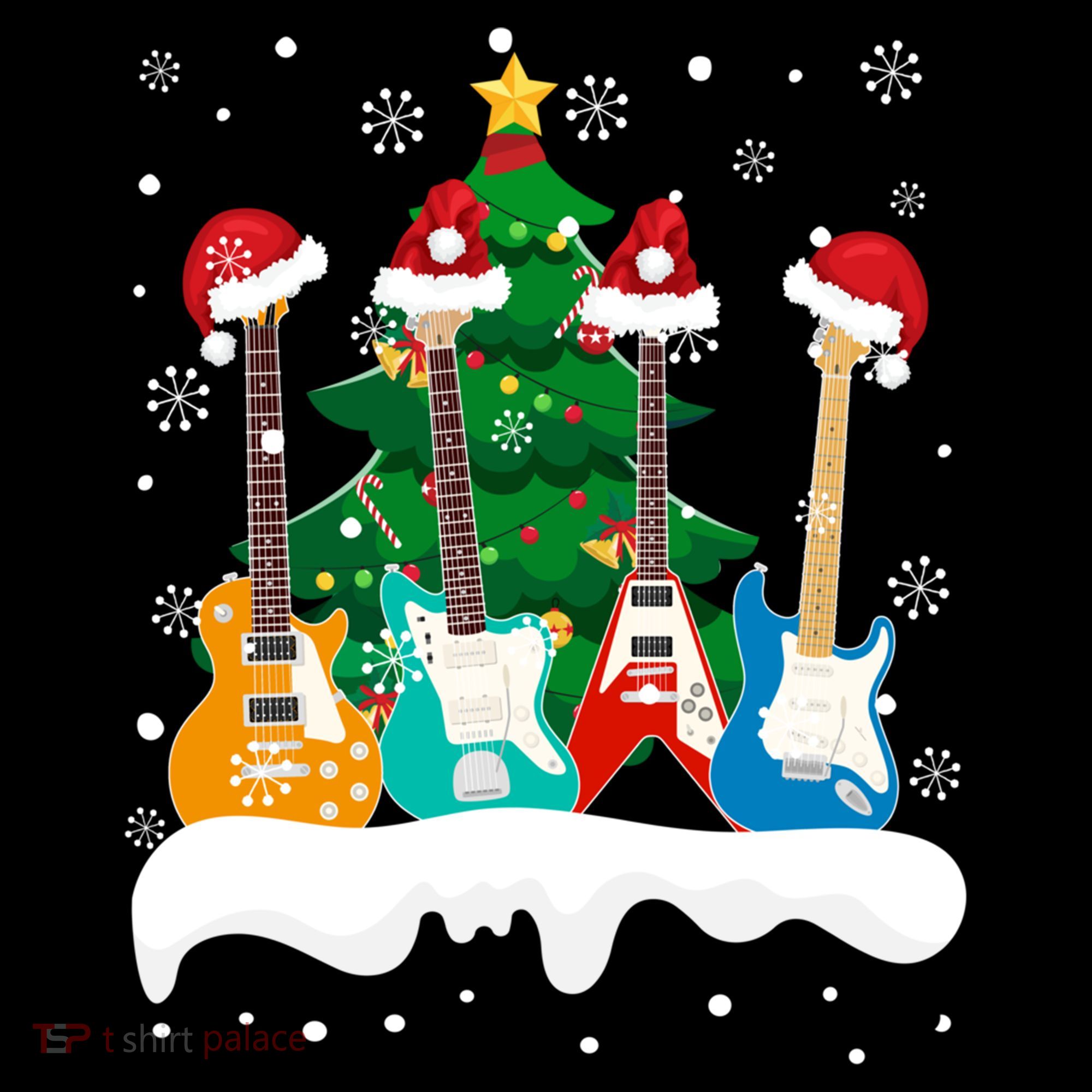 Guitar Santa Snow Christmas Tree Funny For Music Lovers Xmas Great Gift Coffee Mug