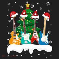 Guitar Santa Snow Christmas Tree Funny For Music Lovers Xmas Great Gift Beanie thumb 2