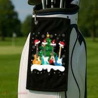 Guitar Santa Snow Christmas Tree Funny For Music Lovers Xmas Great Gift Golf Towel thumb 2
