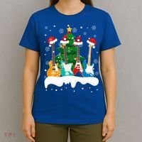 Guitar Santa Snow Christmas Tree Funny For Music Lovers Xmas Great Gift T-Shirt thumb 4