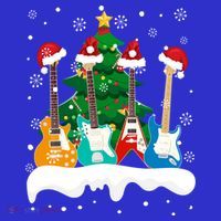 Guitar Santa Snow Christmas Tree Funny For Music Lovers Xmas Great Gift Polo thumb 2