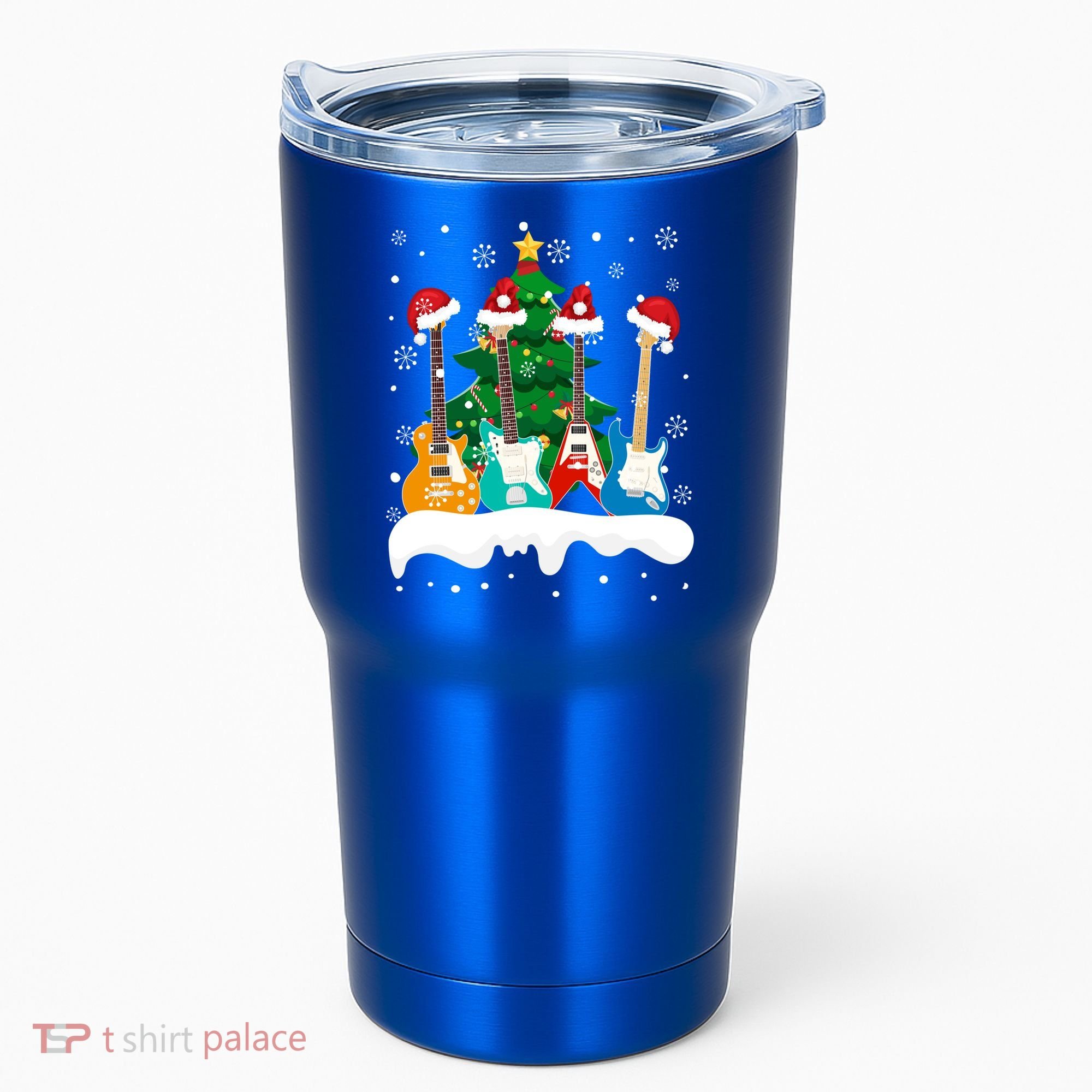 Guitar Santa Snow Christmas Tree Funny For Music Lovers Xmas Great Gift Tumbler