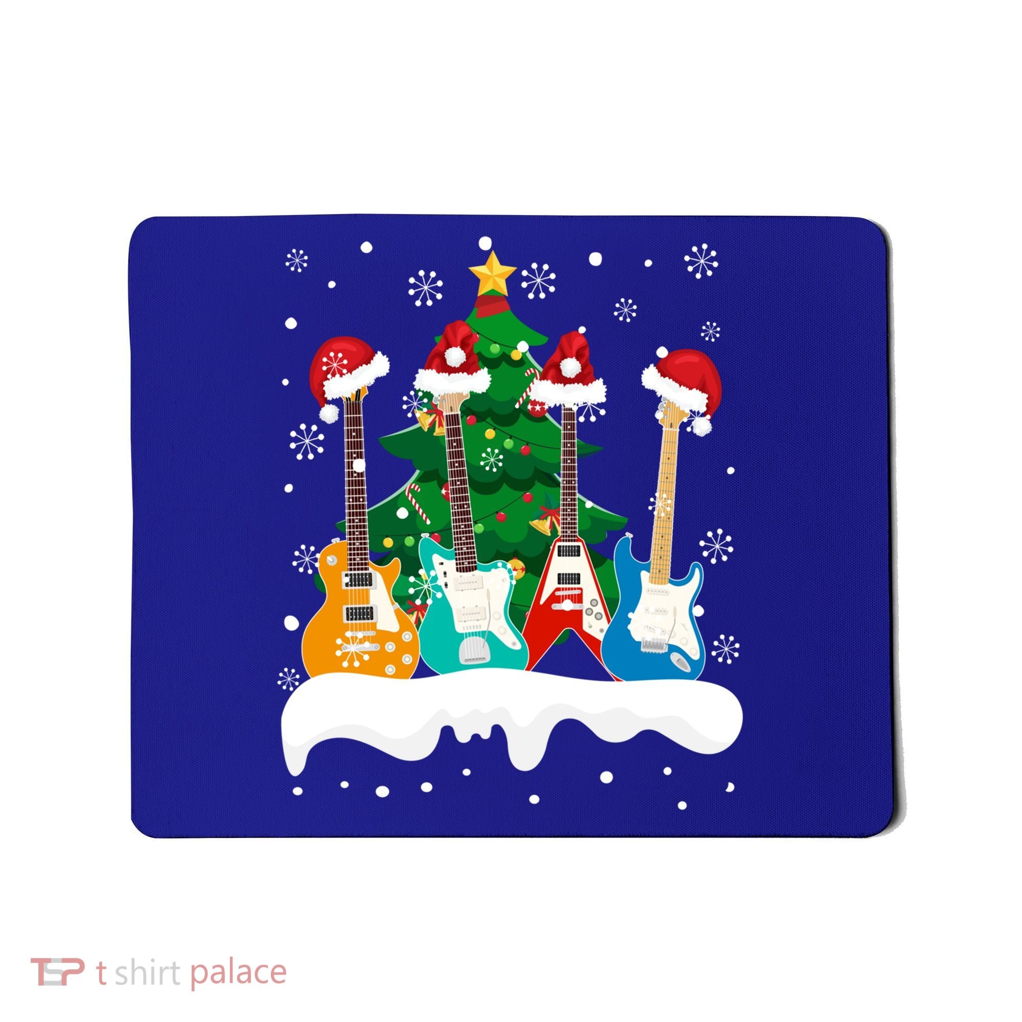 Guitar Santa Snow Christmas Tree Funny For Music Lovers Xmas Great Gift Mousepad