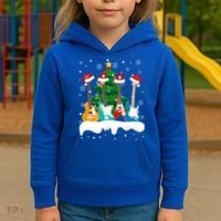 Guitar Santa Snow Christmas Tree Funny For Music Lovers Xmas Great Gift Kids Hoodie thumb 3