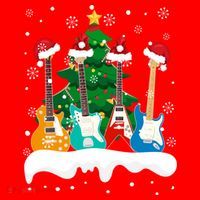 Guitar Santa Snow Christmas Tree Funny For Music Lovers Xmas Great Gift Santa Hat thumb 1