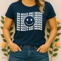 Groovy Style Smile Face Do Milfs Not Drugs Women's T-Shirt thumb 2