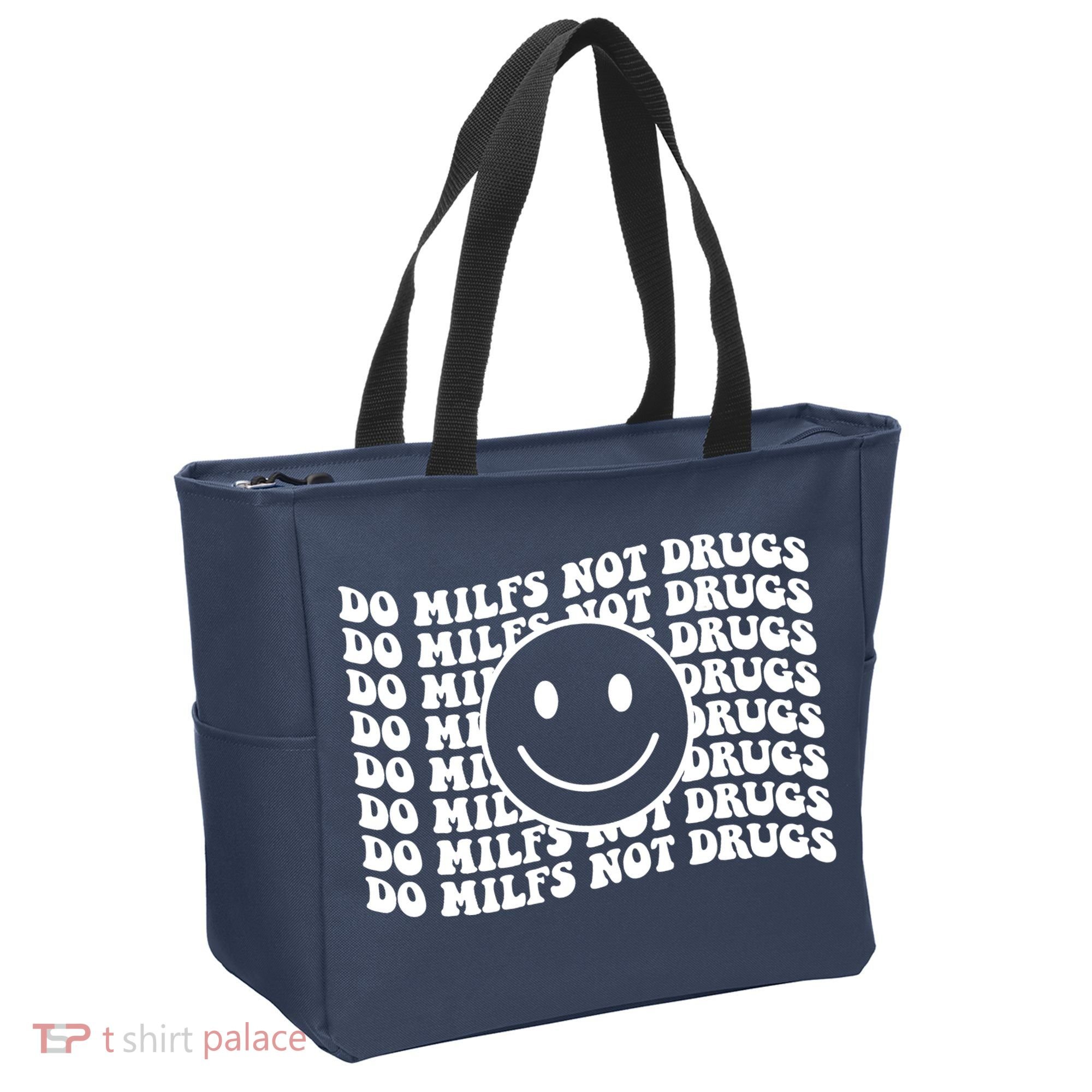 Groovy Style Smile Face Do Milfs Not Drugs Tote Bag