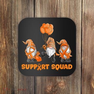 Gnomes Support Squad MS Awareness Orange Ribbon Coaster