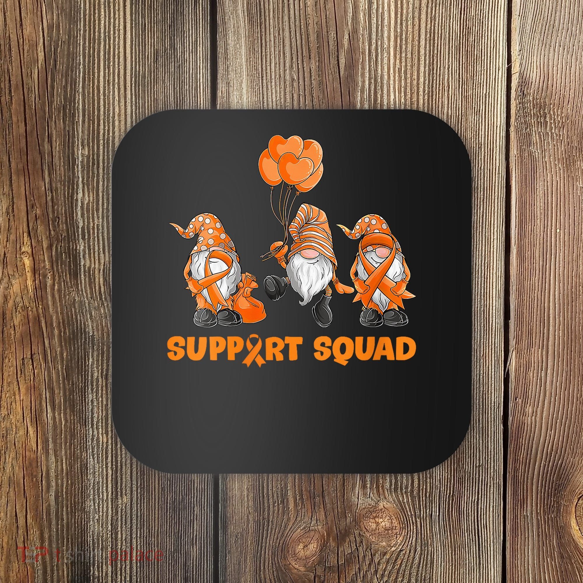 Gnomes Support Squad MS Awareness Orange Ribbon Coaster
