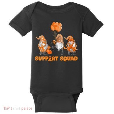 Gnomes Support Squad MS Awareness Orange Ribbon Baby Bodysuit